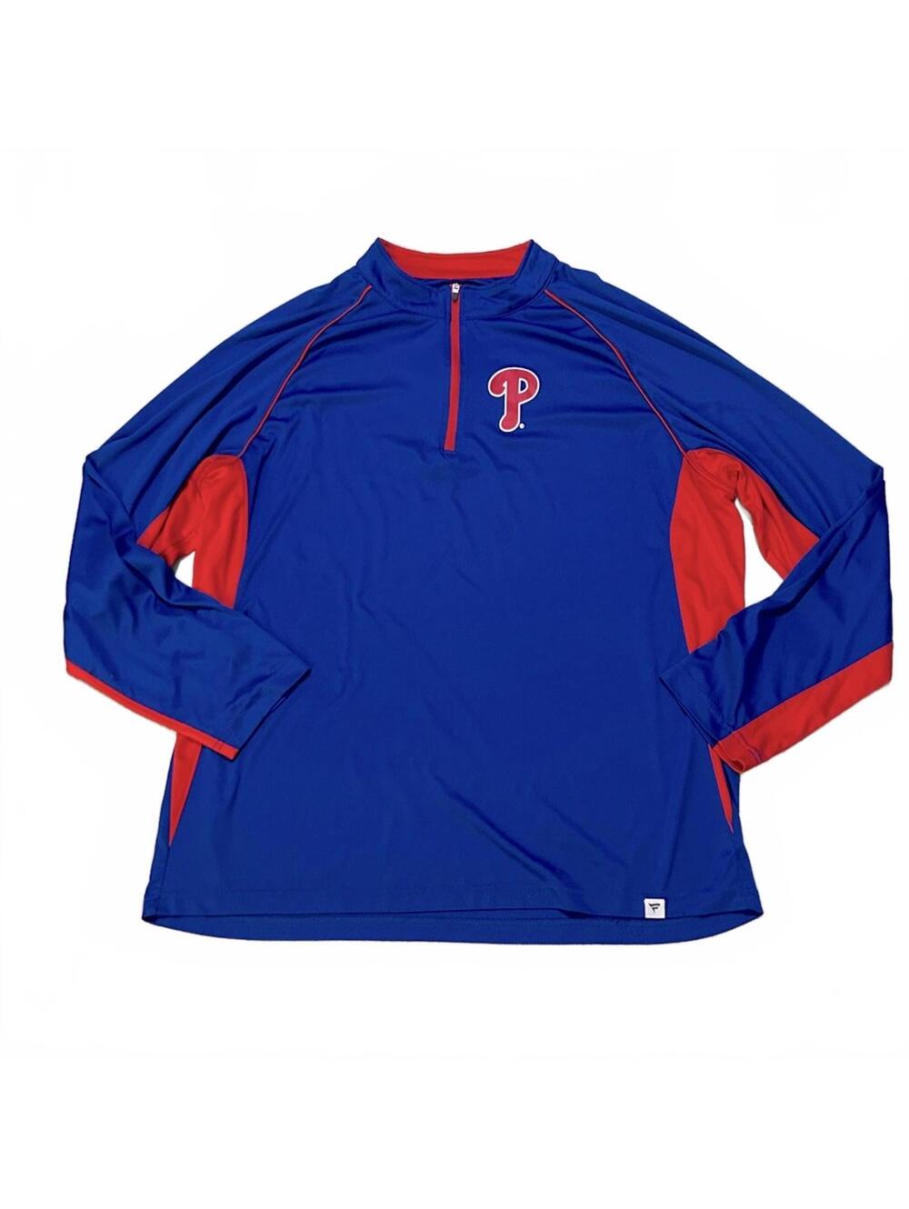 Philadelphia Phillies Fanatics Red Blue Pullover Quarter 1/4 Zip | Mens 2XL